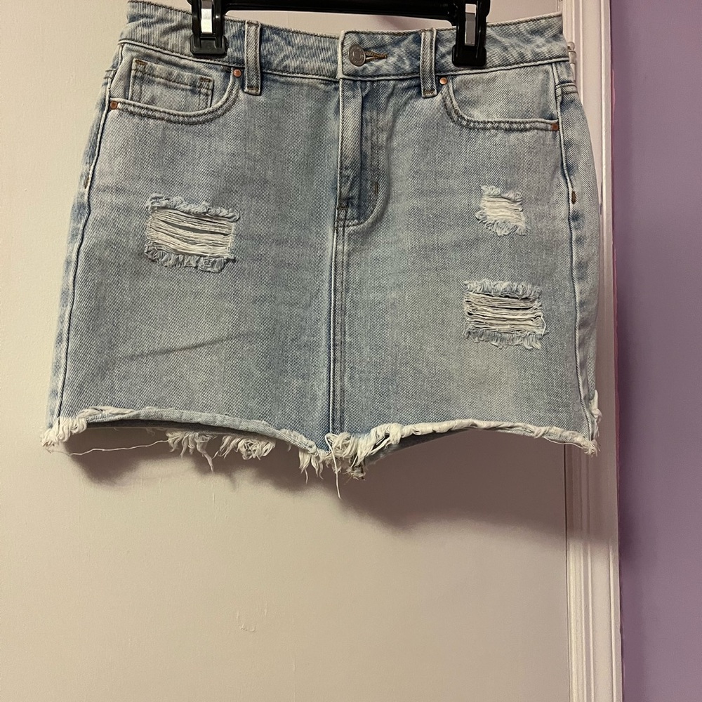 PacSun Light Blue Distressed Mini Skirt